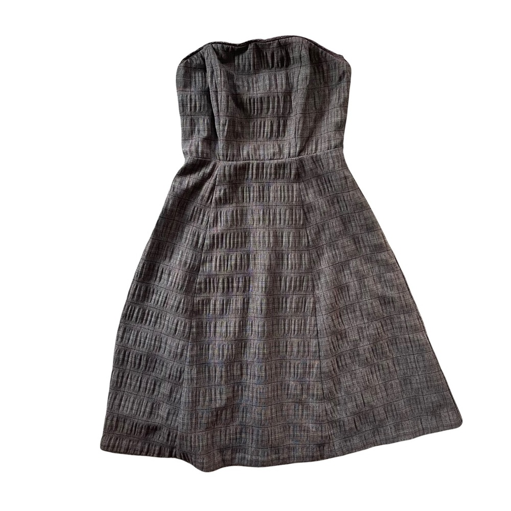 brown tweed a-line skater dress